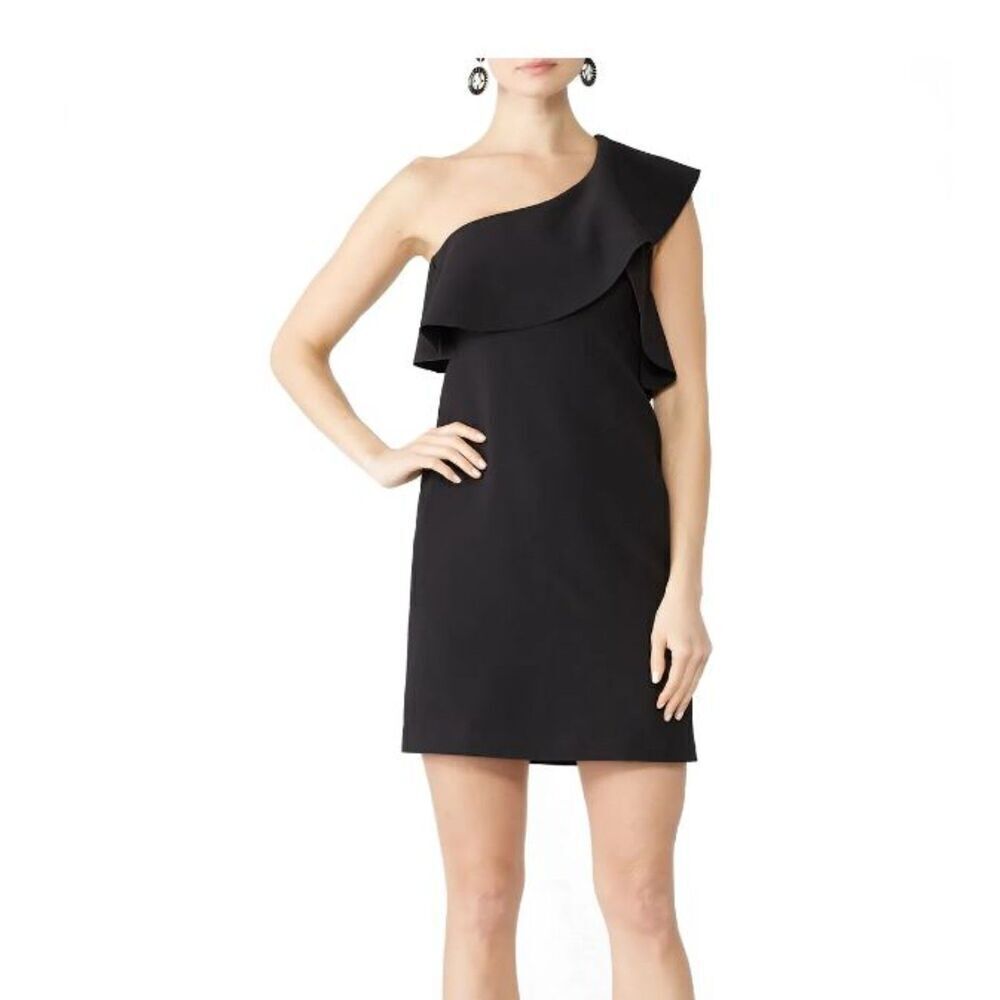 Slate & Willow One‎ Shoulder Ruffle Black Side Zipper Size 0